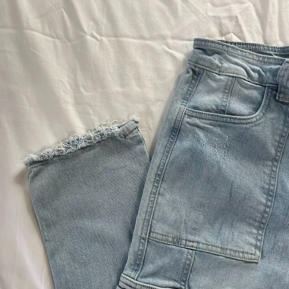 KanCan Light Wash High Waist Straight Leg Cotton Blend Cargo Jeans | Size 9 - Picture 2 of 9